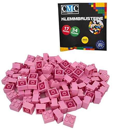 CMC imports 50 Klemmbausteine Bausteine Grundbausteine 2x2 Noppen Kompatibel Bricks 34 vers. Farben (970 - Hell Rosa) von CMC imports
