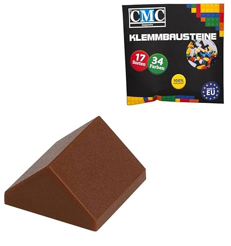 CMC imports 50 Klemmbausteine Dachsteine Dachbausteine 2x2 45° Noppen Bricks Ridged Tile Dachziegel schräg Steine Firststein vers. Farben (Braun / 090) von CMC imports