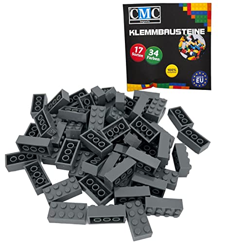 CMC imports 500 Klemmbausteine DUNKEL GRAU Bausteine 2x4 Noppen Kompatibel 8 Noppen Bricks Basic Dark Bluish Grey von CMC imports