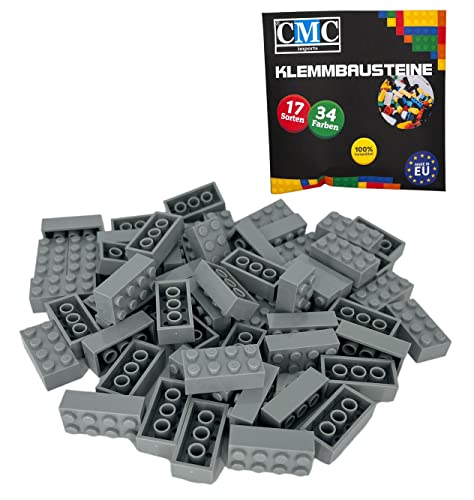 CMC imports 500 Klemmbausteine HELL GRAU Bausteine 2x4 Noppen Kompatibel 8 Noppen Bricks Basic von CMC imports