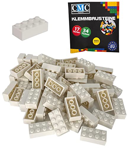 CMC imports 500 Klemmbausteine WEIß Bausteine 2x4 Noppen Kompatibel 8 Noppen Bricks Basic von CMC imports