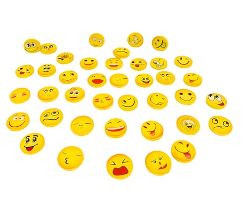 CMC imports 56 Lachgesichter Radiergummis – SMI Radierer, Ø 25 mm, 5 mm dick, Mitgebsel Kinder, Schule, Belohnung, Gastgeschenke, Radiergummi Set, Giveaways, Kinderparty von CMC imports