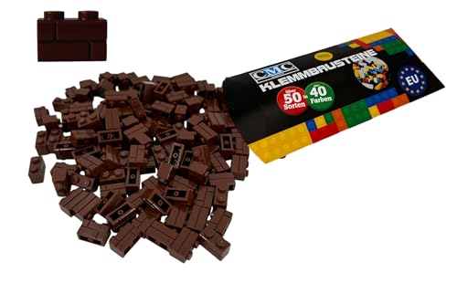 CMC imports 60 Klemmbausteine Mauersteine Wand 1x2 Noppen Kompatibel Masonry Profile Bricks 98283 Zigelstein (090 - Braun) von CMC imports