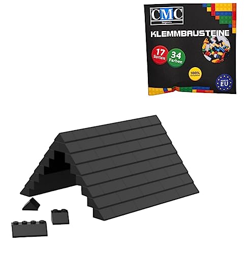 CMC imports 75 Klemmbausteine Dachsteine Dachbausteine Klemmbausteine Noppen Roof Slopes Ridged Tile Mix 6 vers. Farben (650 / Schwarz) von CMC imports