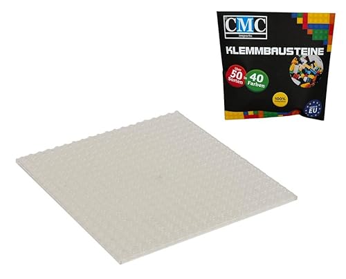 CMC imports Bauplatte 20 x 20 Noppen Klemmbausteine Bausteine Grundplatte City Basepalte Modular - beidseitiges Bauen 34 vers. Farben (Clear - Transparent / 920) von CMC imports
