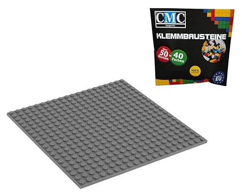 CMC imports Bauplatte 20 x 20 Noppen Klemmbausteine Bausteine Grundplatte City Basepalte Modular - beidseitiges Bauen 34 vers. Farben (Dunkel - Grau / 851) von CMC imports