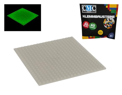 CMC imports Bauplatte 20 x 20 Noppen Klemmbausteine Bausteine Grundplatte City Basepalte Modular - beidseitiges Bauen 34 vers. Farben (Glow in The Dark / 200) von CMC imports