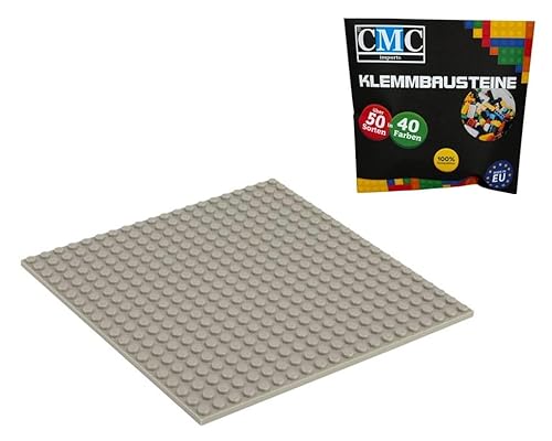 CMC imports Bauplatte 20 x 20 Noppen Klemmbausteine Bausteine Grundplatte City Basepalte Modular - beidseitiges Bauen 34 vers. Farben (Grau / 280) von CMC imports