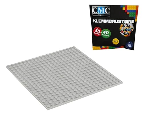 CMC imports Bauplatte 20 x 20 Noppen Klemmbausteine Bausteine Grundplatte City Basepalte Modular - beidseitiges Bauen 34 vers. Farben (Hell - Grau / 411) von CMC imports