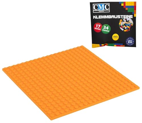 CMC imports Bauplatte 20 x 20 Noppen Klemmbausteine Bausteine Grundplatte City Basepalte Modular - beidseitiges Bauen 34 vers. Farben (Hell - Orange / 150) von CMC imports