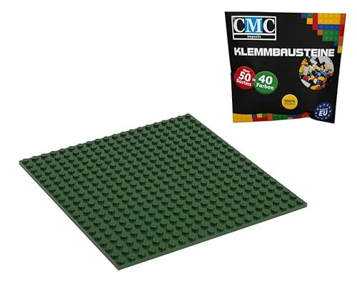 CMC imports Bauplatte 20 x 20 Noppen Klemmbausteine Bausteine Grundplatte City Basepalte Modular - beidseitiges Bauen 34 vers. Farben (Moosgrün / 484) von CMC imports