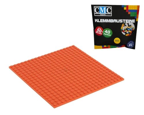 CMC imports Bauplatte 20 x 20 Noppen Klemmbausteine Bausteine Grundplatte City Basepalte Modular - beidseitiges Bauen 34 vers. Farben (Orange / 501) von CMC imports