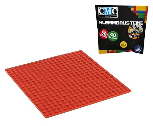 CMC imports Bauplatte 20 x 20 Noppen Klemmbausteine Bausteine Grundplatte City Basepalte Modular - beidseitiges Bauen 34 vers. Farben (Rot / 620) von CMC imports