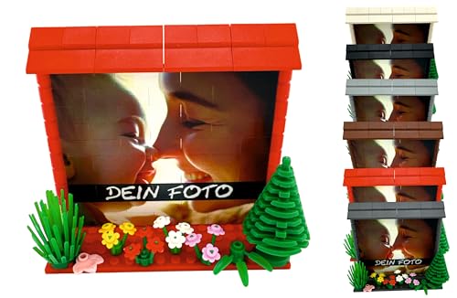 Klemmbaustein-Foto-Puzzle 93 TLG. – Dein Bild/Text auf Klemmbausteinen – mit Landschaft & Geschenkverpackung/Puzzlesteine Personalisierte Bausteine mit Foto versch. Farben (620 - Rot) von CMC imports