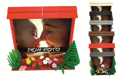 Klemmbaustein-Foto-Puzzle 93 TLG. – Dein Bild/Text auf Klemmbausteinen – mit Landschaft & Geschenkverpackung/Puzzlesteine Personalisierte Bausteine mit Foto versch. Farben (620 - Rot) von CMC imports