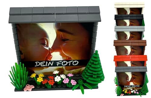Klemmbaustein-Foto-Puzzle 93 TLG. – Dein Bild/Text auf Klemmbausteinen – mit Landschaft & Geschenkverpackung/Puzzlesteine Personalisierte Bausteine mit Foto versch. Farben (851 - Dunkelgrau) von CMC imports