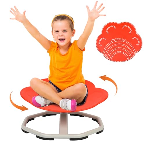 CMCOTNG Sensorische Drehstühle für Kinder, Drehstuhl für autistische Kinder, sensorisches Sitzen und Drehen, Körperkoordination, Autismus, ADHS-Stühle, Spielgeräte für drinnen und draußen, Rot von CMCOTNG