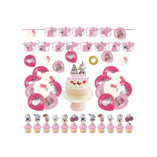 Deko Geburtstag Hello Cat Luftballons Hello Cat Luftballons Hello Cat Geburtstag Girlande Kuchendeckel von CMDXBD