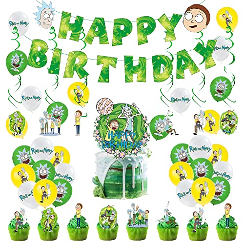 Deko Geburtstag Rick und Morty Geburtstag Deko Anime Luftballons Rick and Morty Geburtstag Luftballons Anime Party Deko Anime Geburtstagsdeko Rick und Morty Girlande Kuchendeckel Anime Spiralornamente von CMDXBD