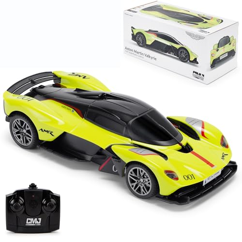 Aston Martin Valkyrie AMR Pro ferngesteuertes Auto, Maßstab 1:24, offiziell lizenziert, Lime Green – Perfektes RC-Auto für Jungs und Mädchen von CMJ RC CARS