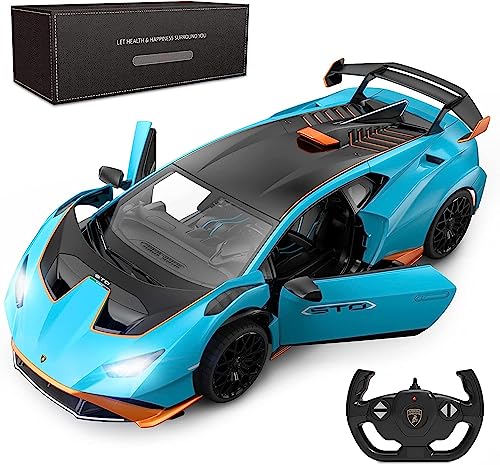 Blaues Lamborghini Huracán STO RC Auto: 1:14 Maßstab Hochleistungs-Ferngesteuertes Spielzeugfahrzeug. Leistungsorientiertes Ferngesteuertes Spielzeugauto, Ideal für Rennsportbegeisterte Blaues Lamborghini Huracán STO RC Auto: 1:14 Maßstab Hochleistungs-Ferngesteuertes Spielzeugfahrzeug. Leistungsorientiertes Ferngesteuertes Spielzeugauto, Ideal für Rennsportbegeisterte von CMJ RC CARS