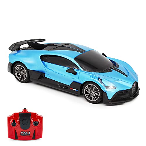 CMJ RC CARS Bugatti Divo Blue Ferngesteuertes Funkauto 1:24, offiziell lizenziert, Arbeitsscheinwerfer im Maßstab 1:24, 2,4 GHz von CMJ RC CARS