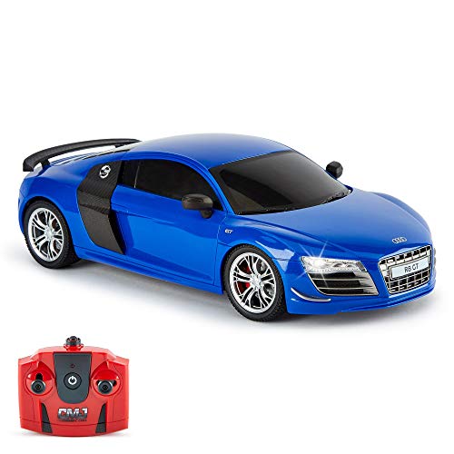 CMJ Cars R8 GT Offiziell Lizenziertes ferngesteuertes Auto im Maßstab 1:18 Arbeitsscheinwerfer 2,4 GHz (blau 1:18) von CMJ RC CARS