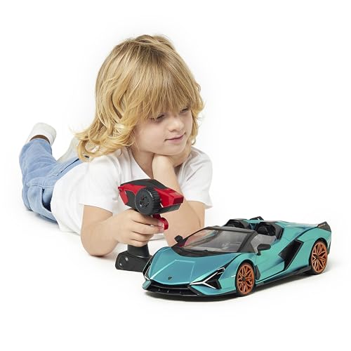 CMJ RC CARS Lamborghini Sian Offiziell Lizenziertes Ferngesteuertes Auto - 1:12 Maßstab Modell Lambo mit 7,4V 900mAh Batterie, 12 Km/h Geschwindigkeit, LED Lichtern und 2,4Ghz Fernbedienung von CMJ RC CARS