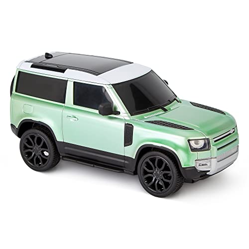 CMJ RC CARS Land Rover Defender Offiziell Lizenziertes ferngesteuertes Auto 1:24 mit funktionierenden LED-Lichtern, funkgesteuertes Supercar (grün) von CMJ RC CARS