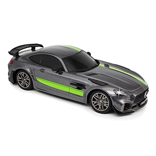 CMJ RC CARS Mercedes GT Pro AMG Ferngesteuertes Funkauto im Maßstab 1:24, offiziell lizenziert, Arbeitsscheinwerfer im Maßstab 1:24 (Grau) von CMJ RC CARS