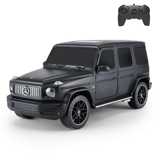 Offiziell lizenzierter Mercedes-Benz G63 AMG RC-Auto, Maßstab 1:24, Schwarz – ferngesteuertes Auto mit Stoßdämpfern an den Vorderrädern, geeignet für drinnen und draußen von CMJ RC CARS