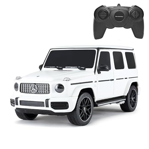 Offiziell lizenzierter Mercedes-Benz G63 AMG RC-Auto, Maßstab 1:24, Weiß – ferngesteuertes Auto mit Stoßdämpfern an den Vorderrädern, geeignet für drinnen und draußen von CMJ RC CARS
