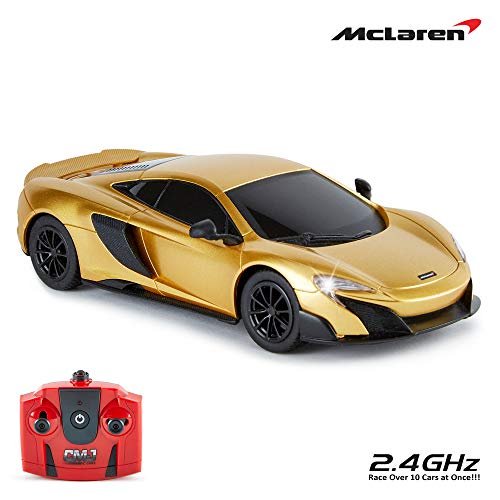 CMJ RC Cars McLaren 675LT Offiziell Lizenziertes ferngesteuertes Auto, Maßstab 1:24, Arbeitsscheinwerfer, 2,4 GHz, Gold von CMJ RC CARS