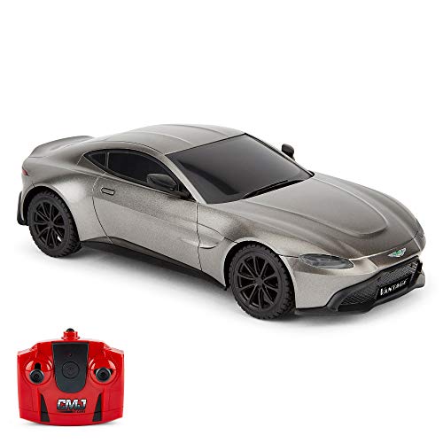 CMJ RC CARS Aston Martin Vantage Offiziell Lizenziertes ferngesteuertes Auto. Maßstab 1:24 Kindergeschenk Radio Ferngesteuerter Auto (Grau) von CMJ RC CARS