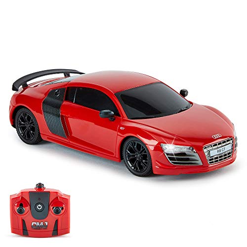 CMJ RC CARS Audi R8 GT, offizielles Lizenziertes Ferngesteuertes Auto, Spielzeit RC Flitzer Auto, 1:24 RC Car Geländewagen Auto 24Hz, Geschenk für Kinder 6-12 Jahre Anfänger (Rot) von CMJ RC CARS