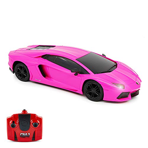 CMJ RC CARS Lamborghini Aventador LP700-4 Rosa Offiziell Lizenziertes ferngesteuertes Auto im Maßstab 1:24 Funktionierende Lichter 2.4Ghz von CMJ RC CARS