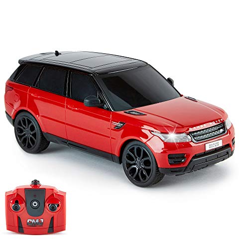 CMJ RC CARS Range Rover Sport Offiziell Lizenziertes ferngesteuertes Auto 1:24 mit funktionierenden LED-Lichtern, funkgesteuerter Supersportwagen (Rot) von CMJ RC CARS