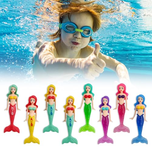 0XBIT Tauchspielzeug für Kinder, 8 Stück Pool Spielzeug Kinder, Enthält 4 Stück des Neuen Transparenten Meeresjungfrau Spielzeugs, Schwimmbad Spielzeug für Unterwasserspiel und Tauchtraining 0XBIT Tauchspielzeug für Kinder, 8 Stück Pool Spielzeug Kinder, Enthält 4 Stück des Neuen Transparenten Meeresjungfrau Spielzeugs, Schwimmbad Spielzeug für Unterwasserspiel und Tauchtraining von 0XBIT