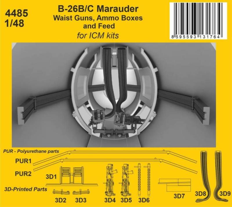 B-26B/C Marauder - Waist Guns, Ammo Boxes and Feed von CMK