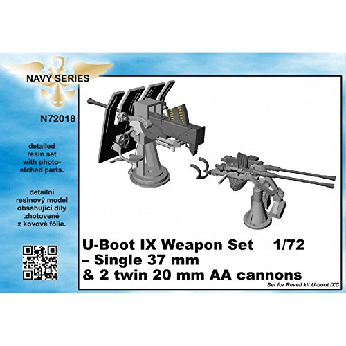 CMK N72018 - Modellbausatz U-Boot IX Weapon Set-Single 2 Twin AA Cannons for Revell kit, 37 mm, 20 m von CMK