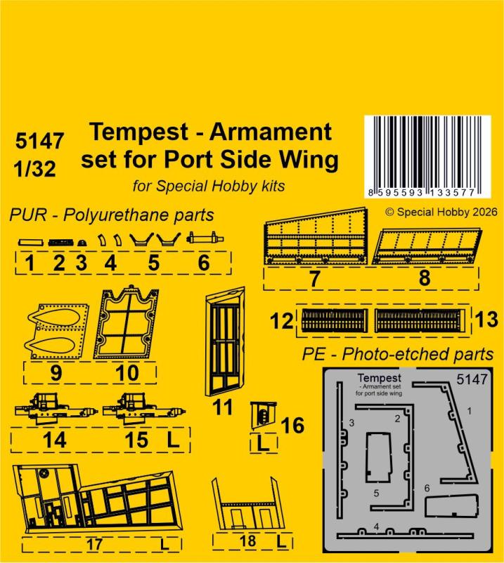 Tempest - Armament set for Port Side Wing [Special Hobby] von CMK