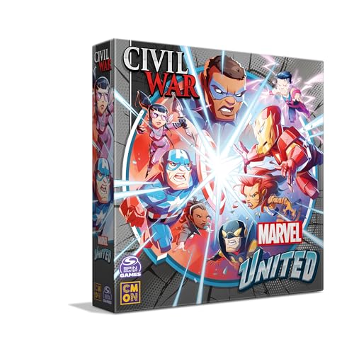 CMON Marvel United: Civil War Expansion – Tabletop Miniatures Strategiespiel, kooperatives Superheldenspiel für Kinder und Erwachsene, ab 14 Jahren, 2–6 Spieler, 45 Minuten Spielzeit, hergestellt CMON Marvel United: Civil War Expansion – Tabletop Miniatures Strategiespiel, kooperatives Superheldenspiel für Kinder und Erwachsene, ab 14 Jahren, 2–6 Spieler, 45 Minuten Spielzeit, hergestellt von CMON