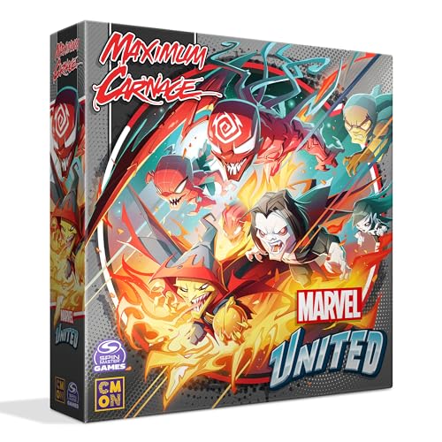 Marvel United: Maximum Carnage Expansion - Tabletop Miniatures Strategiespiel, kooperatives Superheldenspiel für Kinder & Erwachsene, ab 14 Jahren, 1-5 Spieler, 45 Minuten Spielzeit, hergestellt von Marvel United: Maximum Carnage Expansion - Tabletop Miniatures Strategiespiel, kooperatives Superheldenspiel für Kinder & Erwachsene, ab 14 Jahren, 1-5 Spieler, 45 Minuten Spielzeit, hergestellt von von CMON