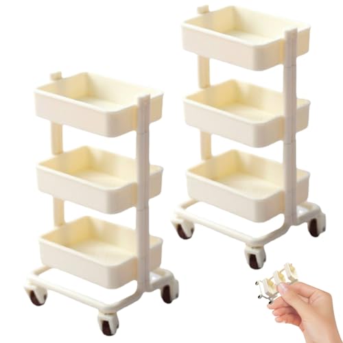 CNAFGBGG 1/6 Skala -Zubehör 2PCS 3 -Tier Rolling Cart Dollhouse Regal mit beweglichen Rädern Plastikpuppenhausmöbel für 1:12 Skala Miniaturzubehör ... von CNAFGBGG