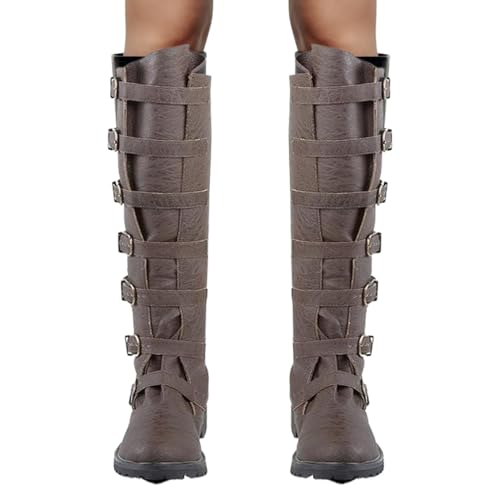 CNAFGBGG 1 Paar Piratenstiefel, Halloween Lange mittelalterliche Renaissance-Stiefel mit Nieten, Steampunk-Reiten für Männer Cosplay, Rollenspiele (Größe 43). von CNAFGBGG