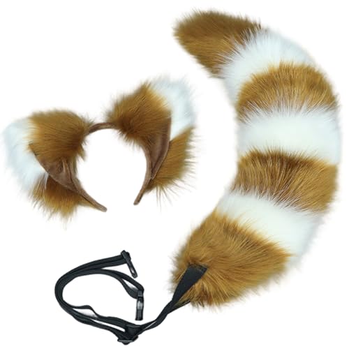 CNAFGBGG 1Set Fuchsohren und Schwanzset, weiche Flauschige Fuchs -Ohren -Stirnband und einstellbares pelziges Schwanz, gotische Punk -Accessoires für Halloween -Party -Cosplay -Kostüm, Brown CNAFGBGG 1Set Fuchsohren und Schwanzset, weiche Flauschige Fuchs -Ohren -Stirnband und einstellbares pelziges Schwanz, gotische Punk -Accessoires für Halloween -Party -Cosplay -Kostüm, Brown von CNAFGBGG