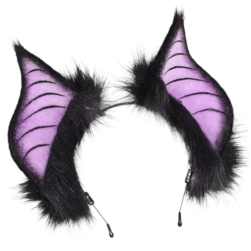 CNAFGBGG 1pc Bat Stirnband Gothic Halloween Fledermaus Ohren Stirnband Einen Größe Plüschohren Kopfstück für ausgefallene Cosplay -Kostüm Halloween Party, Style 2. von CNAFGBGG