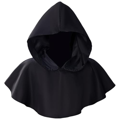 CNAFGBGG 1pc Black Hood, kurzer mittelalterlicher Umhang mit Motorhaube, atmungsaktivem schwarzer Umhang für Männer Frauen Cosplay -Kostüme. CNAFGBGG 1pc Black Hood, kurzer mittelalterlicher Umhang mit Motorhaube, atmungsaktivem schwarzer Umhang für Männer Frauen Cosplay -Kostüme. von CNAFGBGG