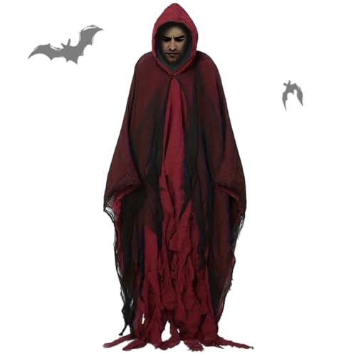 CNAFGBGG 1pc Halloween Cloak 73in Langer Klaret Umhang mit Hauben Männern Frauen skern Reaper Cosplay Halloween Kostüme für Erwachsene von CNAFGBGG