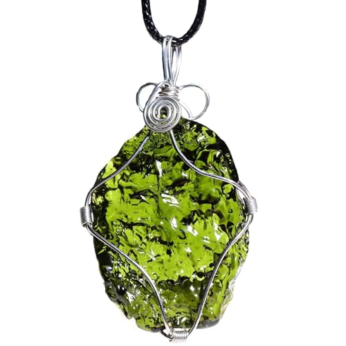 CNAFGBGG 1pc Moldavit -Halskette mit Seil, Wickelglas Moldavitkristallkette, heilende Meteoritenfelsenkette für Frauen Männer Männer CNAFGBGG 1pc Moldavit -Halskette mit Seil, Wickelglas Moldavitkristallkette, heilende Meteoritenfelsenkette für Frauen Männer Männer von CNAFGBGG